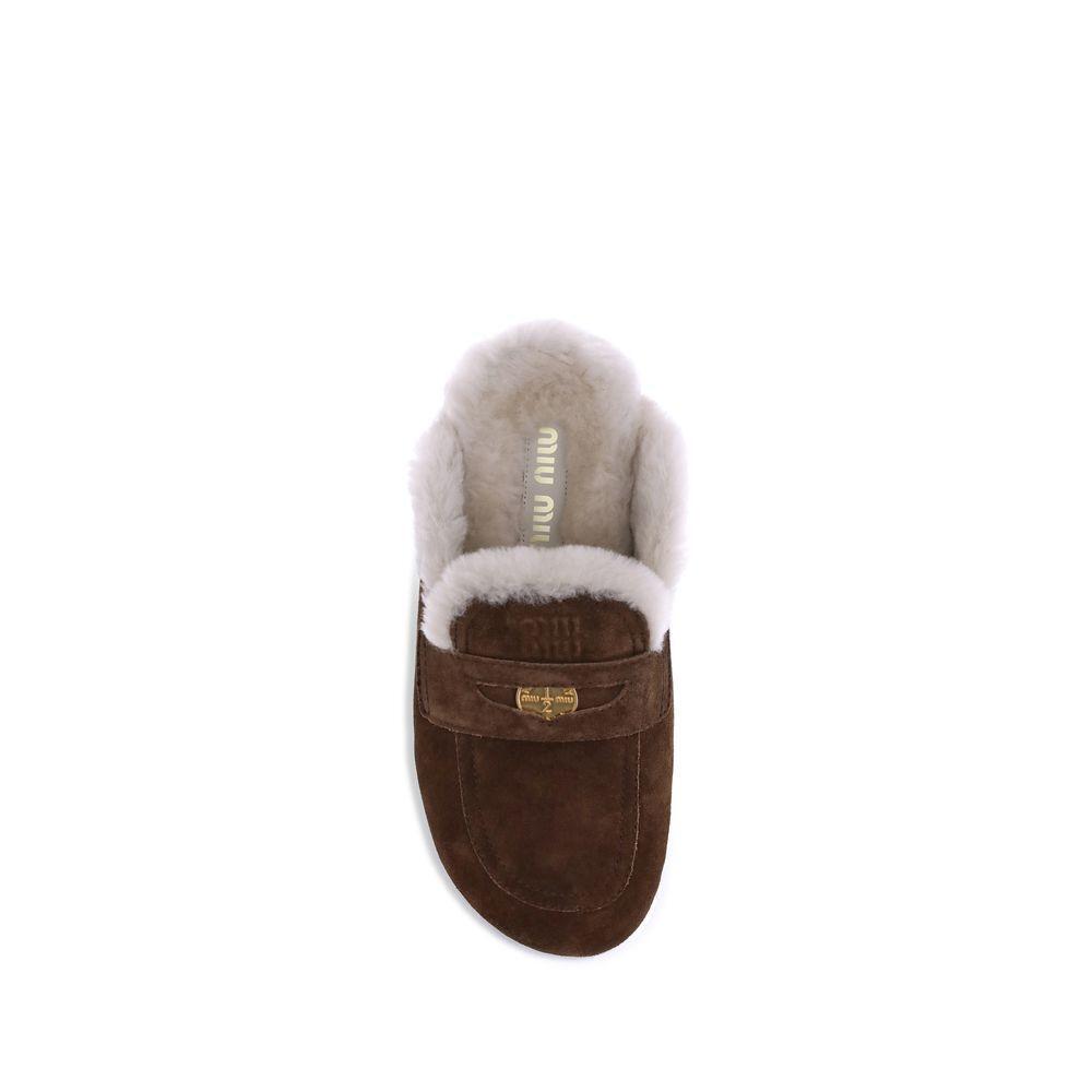 Miu Miu Shearling Mules MI-5D058EFD010Z0GF0324-EU39.5/US9.5