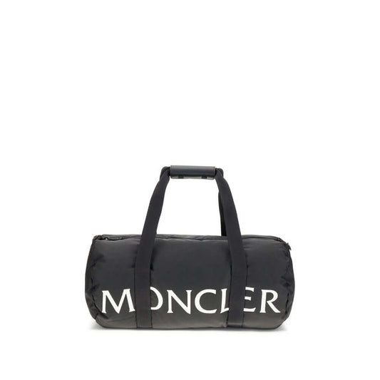 Moncler Black Nylon Luggage And Travel bag with logo and leather-tab handles
