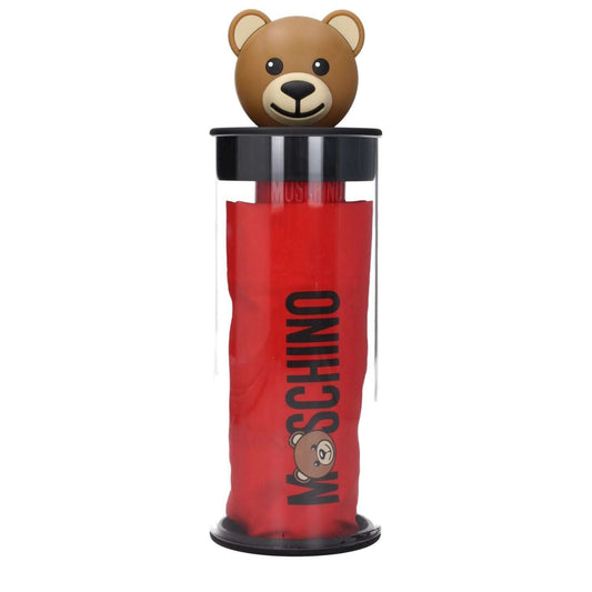 Moschino Red Polyester Umbrella in case with teddy bear handle, featuring brand logo and casual style, MPN 8430SUPERMINIC.