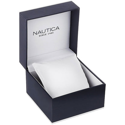 Official packaging box of NAUTICA Mod. NAPBFF101 watch, showcasing elegant design and brand logo.