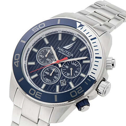NAUTICA Mod. NAPNOF303 gent's quartz analog watch, water resistant 10 ATM, 48mm case, mineral dial, bracelet style.