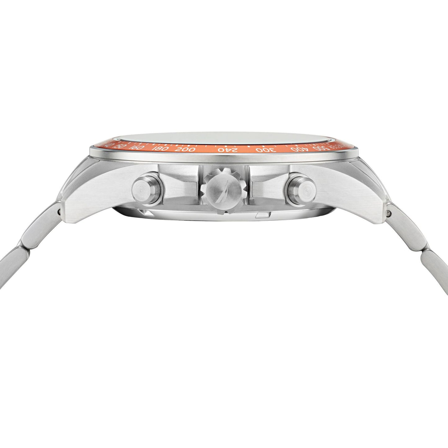 Side view of NAUTICA Mod. NAPOBF117 watch, quartz analog, multifunction, 47mm case, water-resistant 10 ATM, mineral dial, bracelet style.