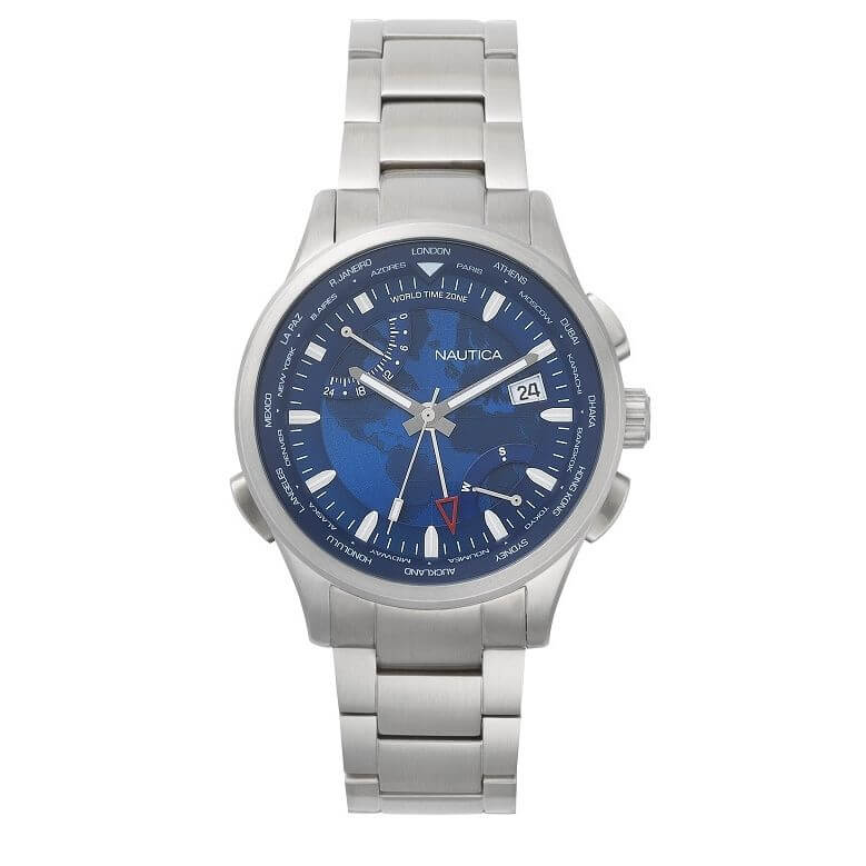 NAUTICA Mod. NAPSHG003 Gent's quartz analog watch, 44mm mineral dial, 10 ATM water resistant with date function in official Nautica packaging.