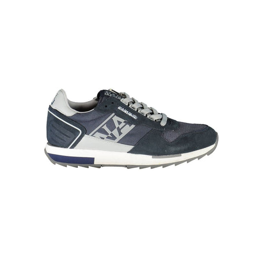 Napapijri Blue Leather Mens Sneaker with logo and contrasting details