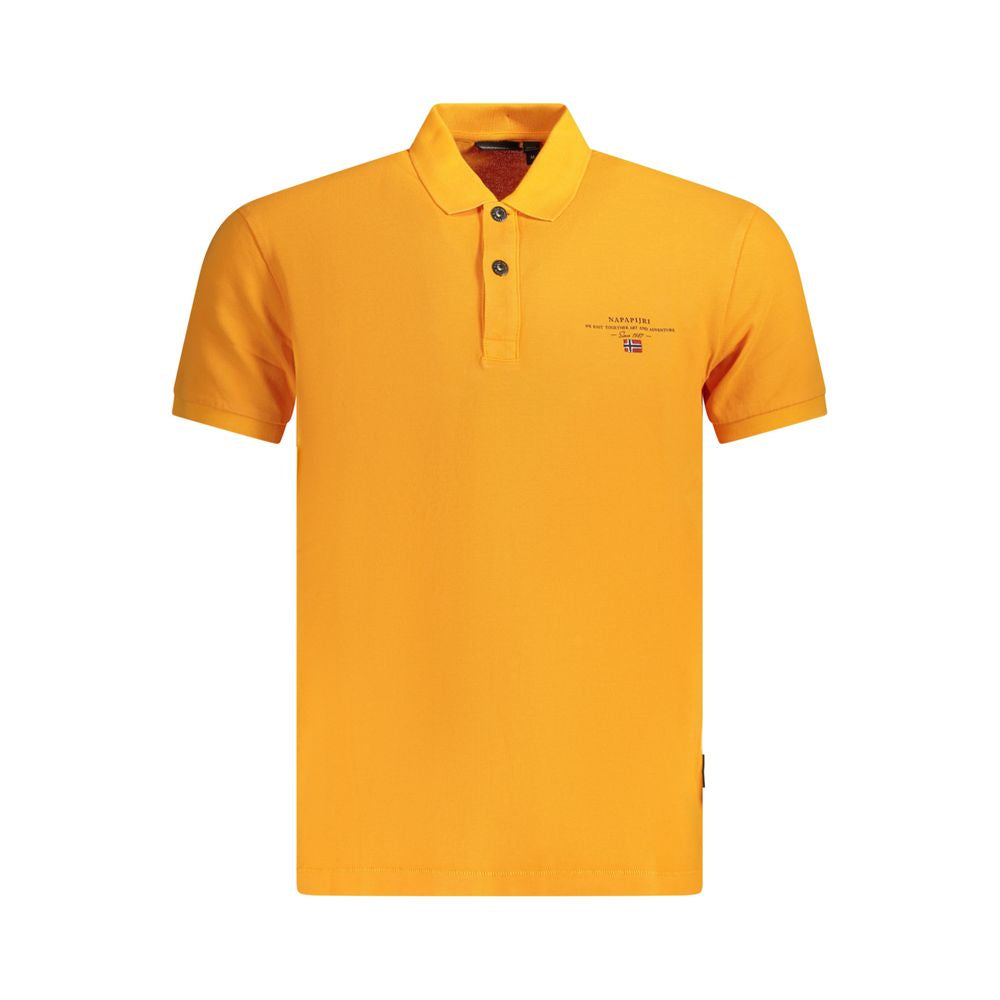 Napapijri Orange Cotton Men Polo Shirt with classic short sleeves and modern fit exuding bold style and comfort.