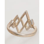 Nialaya Geometric Diamond Shape Pave CZ Crystal Jewelry Ring in 925 Silver with gold color, featuring modern design and CZ details.