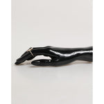 Nialaya Geometric Diamond Shape Pave CZ Crystal Jewelry Ring on black mannequin hand, gold color, 925 silver, for women