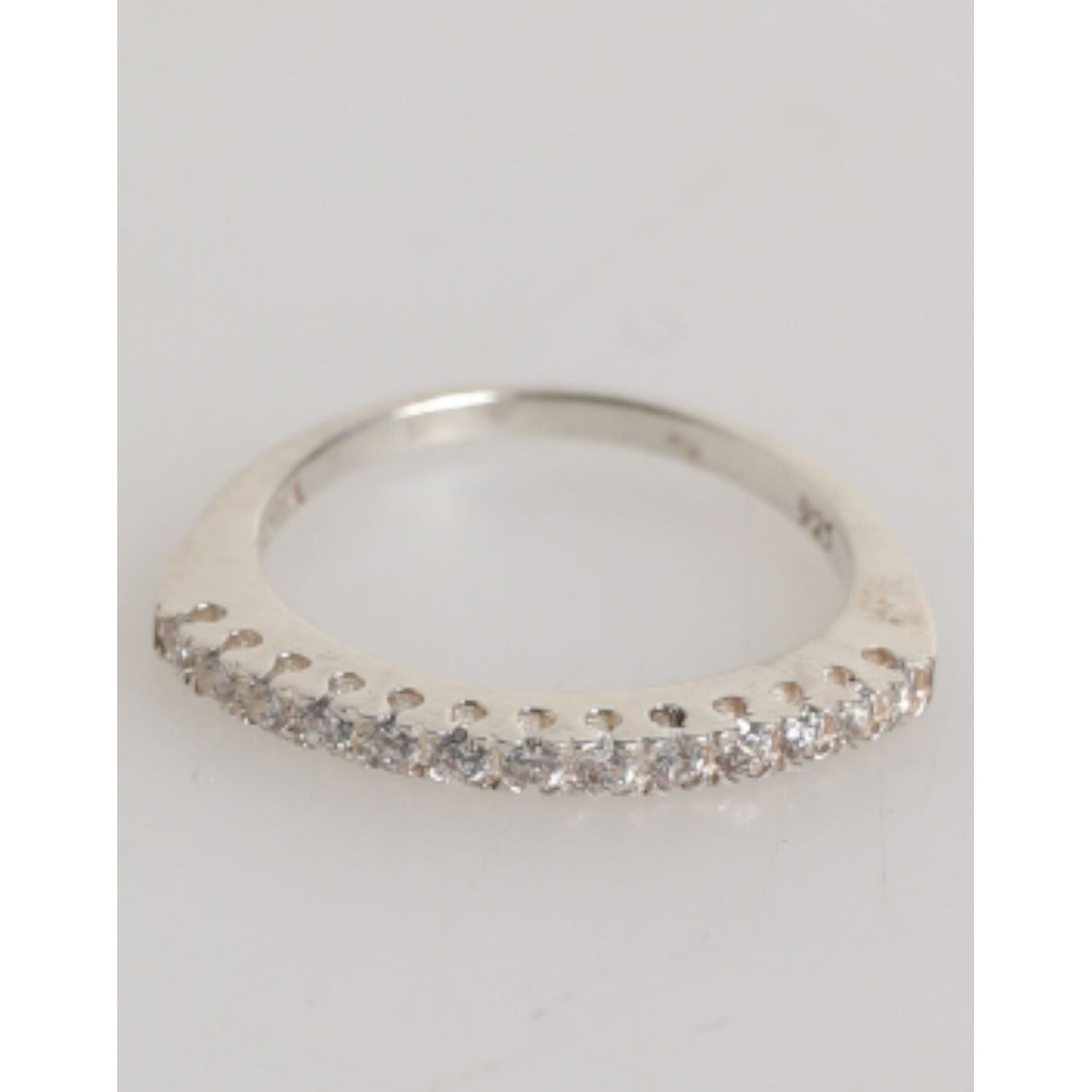 Nialaya Sterling Silver 925 Band Pave CZ Crystal Eternity Ring with clear cubic zirconia, perfect as a wedding or stacking ring.