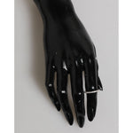 Nialaya Sterling Silver 925 Band Pave CZ Crystal Eternity Ring displayed on a black mannequin hand