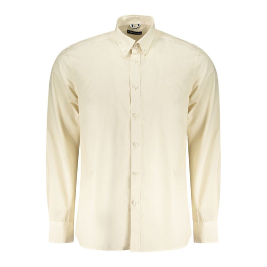 North Sails Beige Cotton Men Shirt with long sleeves and button-down collar