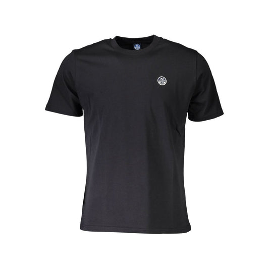 North Sails Black Cotton Men T-Shirt featuring crew neck and logo, ideal for casual and nautical style.