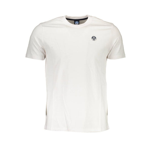 North Sails White Cotton Men T-Shirt with crew neck and logo, premium cotton for comfort and style.