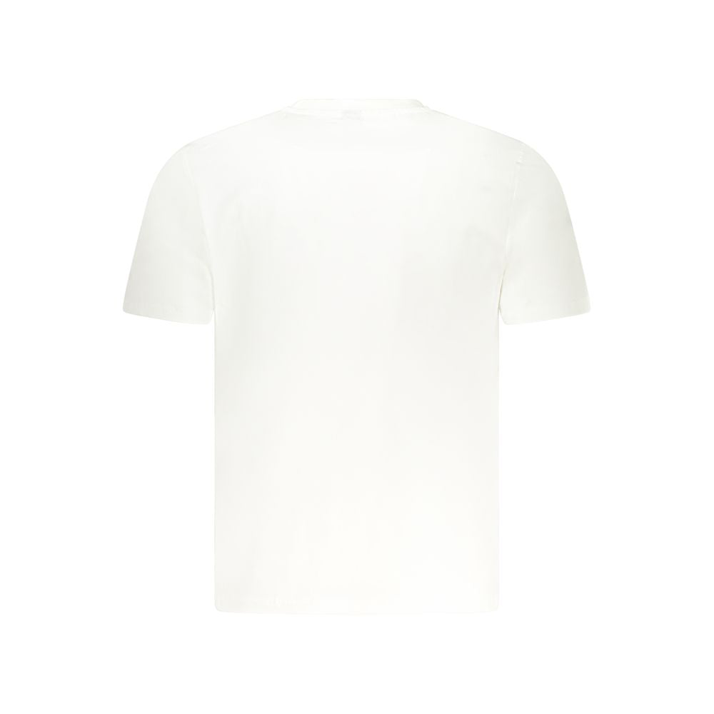 Back view of North Sails White Cotton Men TShirt with short sleeves, featuring a classic crew neck design.