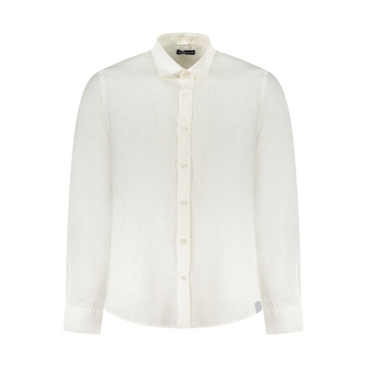 North Sails White Linen Shirt with long sleeves, Italian collar, and buttons