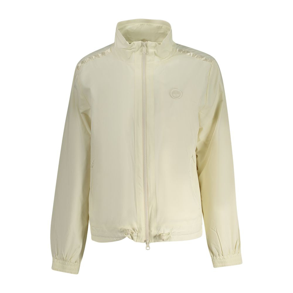 North Sails White Nylon Jackets & Coat with long sleeves, zip, and logo, featuring two external and one internal pocket.