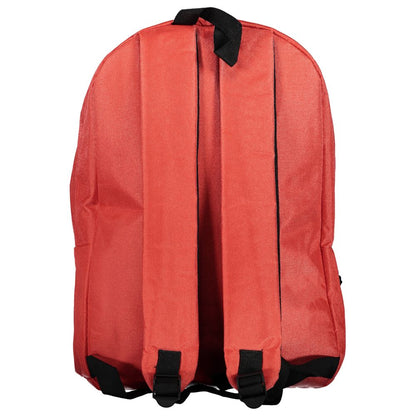 Back view of Norway 1963 Red Polyester Men Backpack with adjustable straps and sleek design.