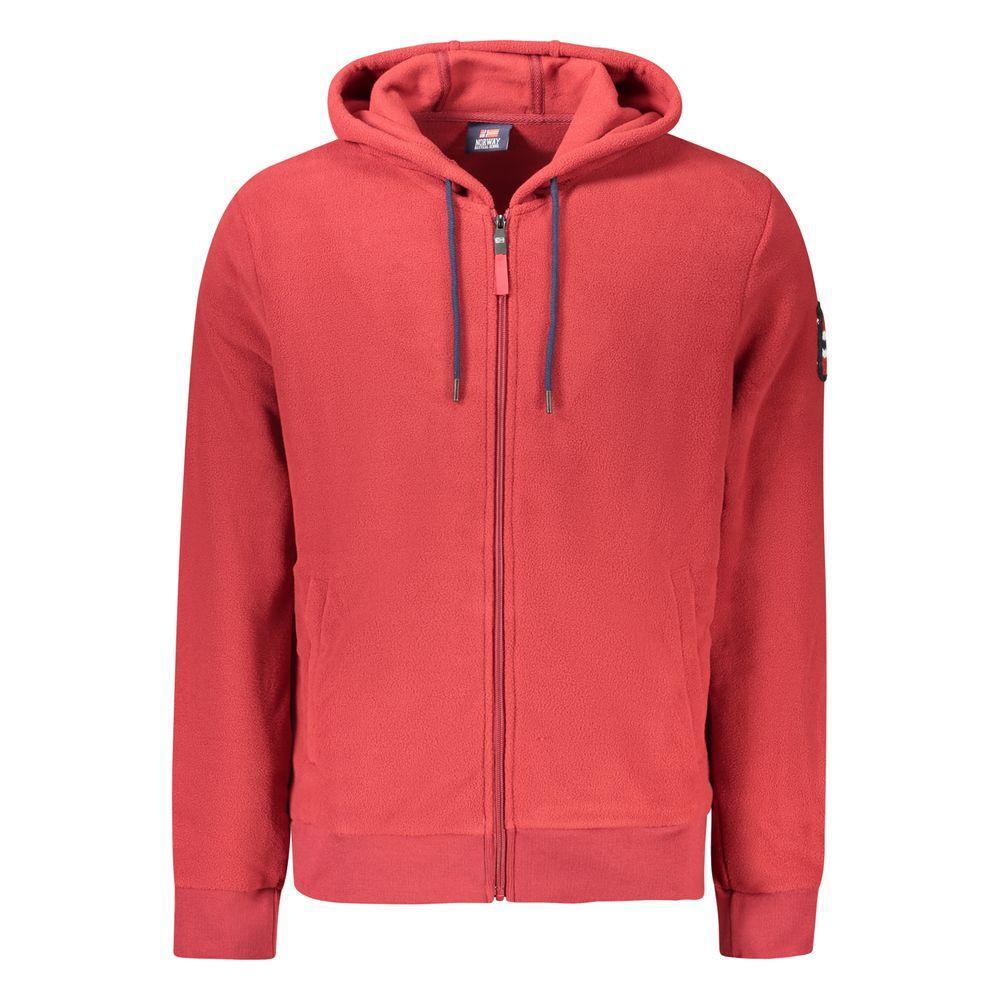 Norway 1963 Red Polyester Men's Hooded Sweater NO-39667-S