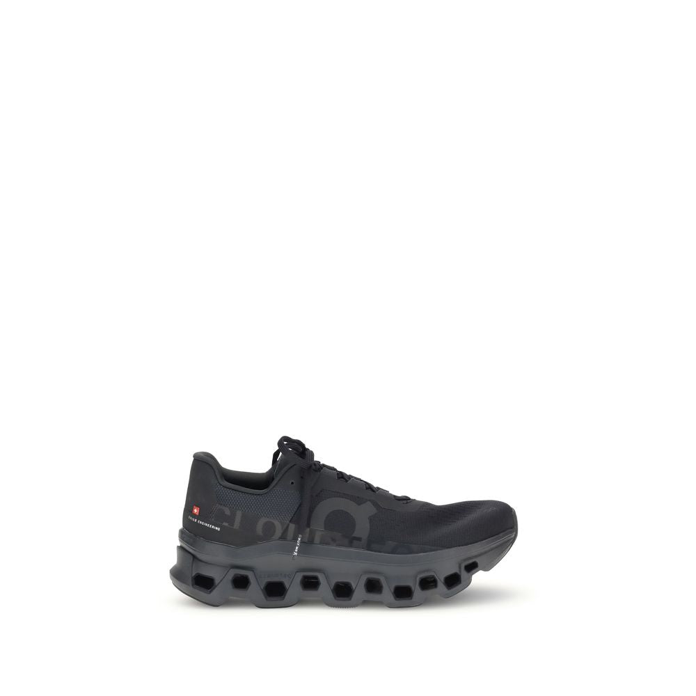 ON Black Polyester Athletic Sneakers with reinforced perforated sole and lace-up closure for adjustable fit.