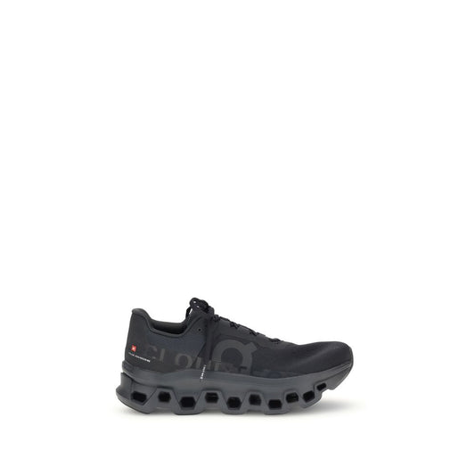 ON Black Polyester Athletic Sneakers with reinforced perforated sole and lace-up closure for adjustable fit.