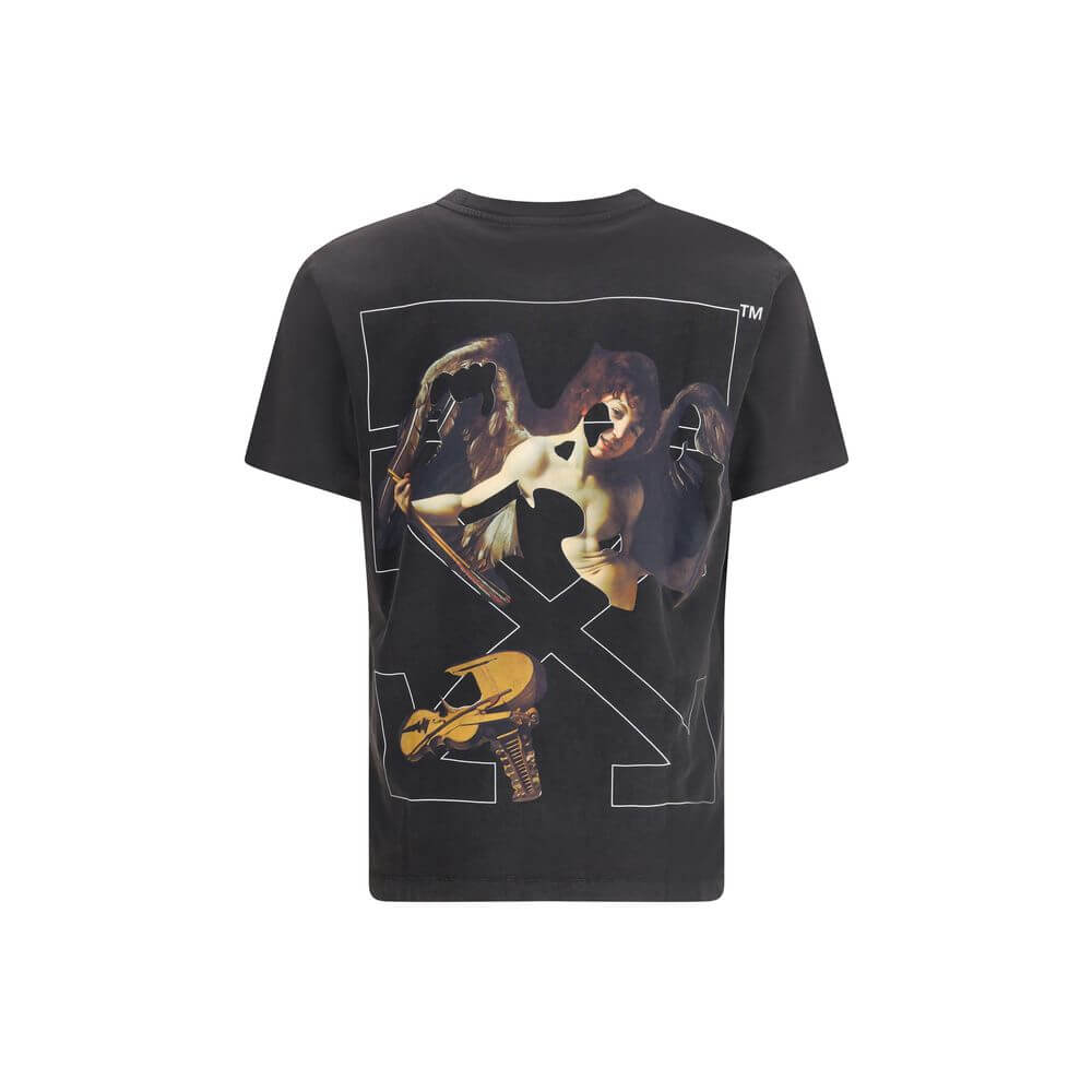 Off-White Black Cotton Clothing - Cupid Arrow motif T-shirt back view