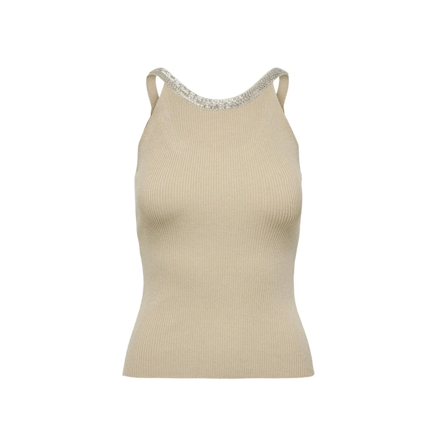 Only Beige Nylon Elastane Tank Tops 1728,67400106144,Beige,Clothing,M,New with tags,Only,T-Shirts - Clothing,Tank Tops - T-Shirts - Clothing,Women