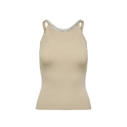 Only Beige Nylon Elastane Tank Tops 1728,67400106144,Beige,Clothing,M,New with tags,Only,T-Shirts - Clothing,Tank Tops - T-Shirts - Clothing,Women