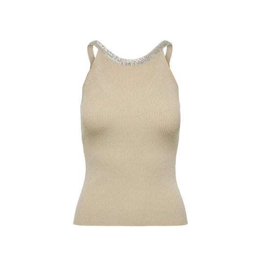 Only Beige Nylon Elastane Tank Tops 1728,67400106144,Beige,Clothing,M,New with tags,Only,T-Shirts - Clothing,Tank Tops - T-Shirts - Clothing,Women
