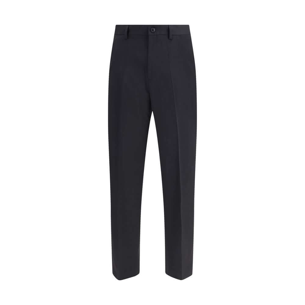 Our Legacy Black Fleece Wool Chino Pants for casual or formal looks, featuring straight leg design and essential details.