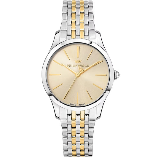 PHILIP WATCH Mod. R8253208527 with two-tone bracelet and gold hour markers.