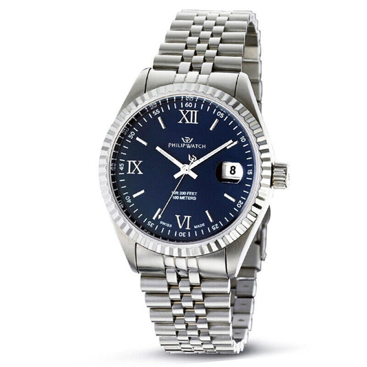 PHILIP WATCH Mod. R8253597080 displayed with navy blue dial and stainless steel bracelet.