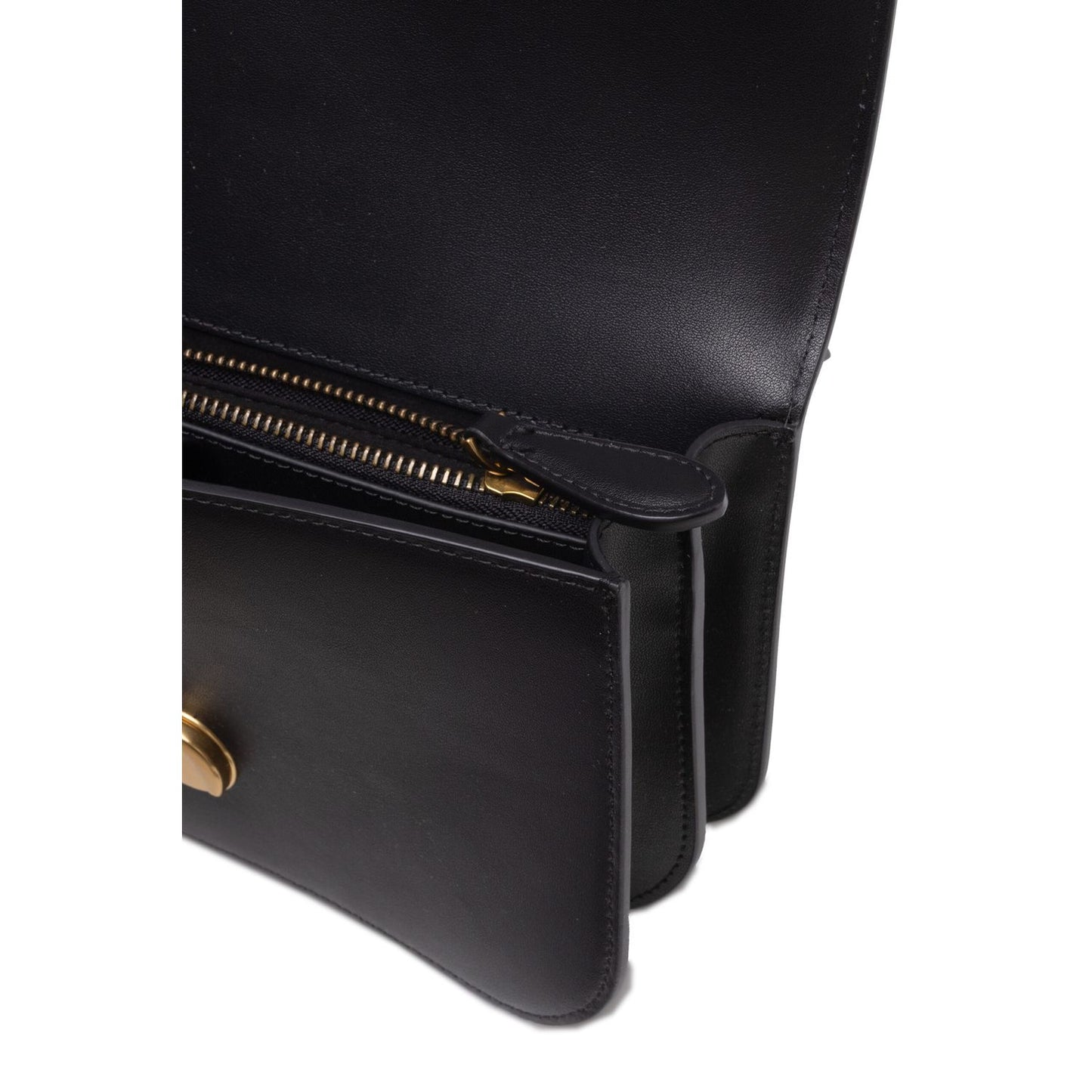 PINKO Black Leather Love Bell Classic Shoulder Bag