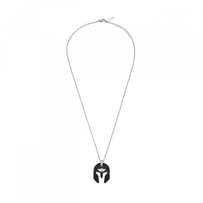 Silver necklace featuring a Spartan helmet pendant, POLICE JEWELS JEWELRY Mod. PEAGN0032001.