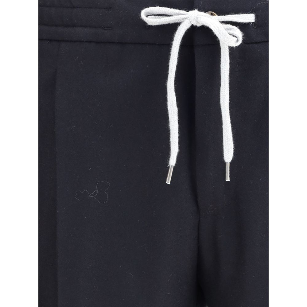 PT Torino Black Fleece Wool Casual Pants