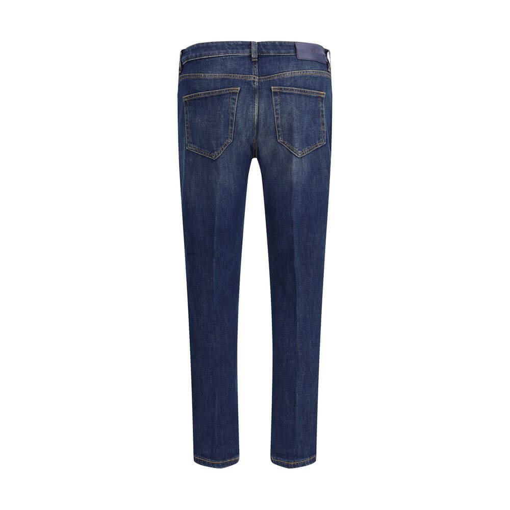 Back view of PT Torino Blue Cotton Slim Fit Jeans with classic five-pocket design and elegant silhouette.