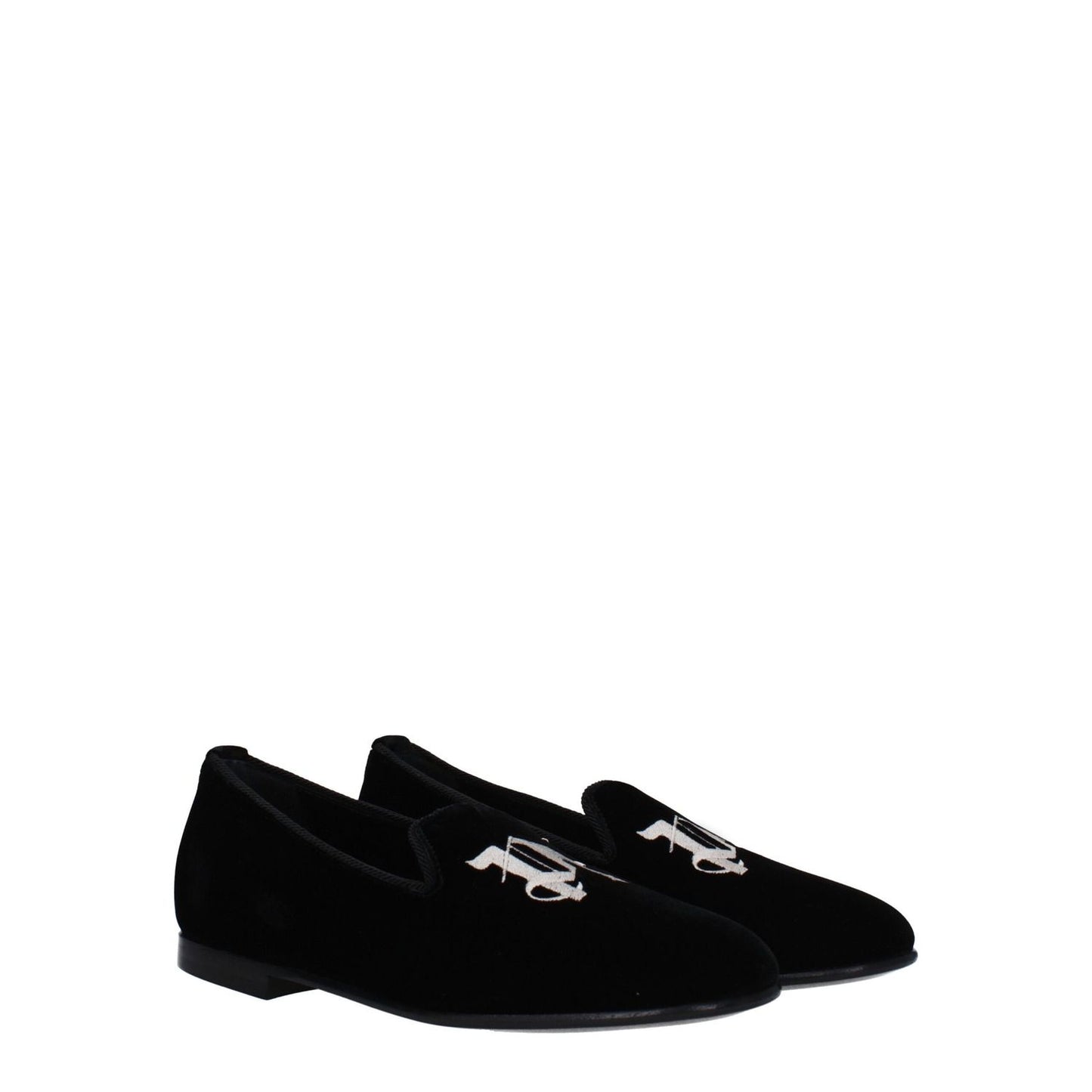 Palm Angels Black Velvet Slip-On Loafers
