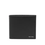 Paul Smith Leahter bifold wallet in black calf leather with internal card slots and logo detail, dimensions: 11cm x 9cm x 2cm.