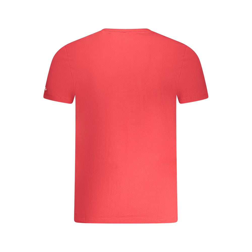Pepe Jeans Red Cotton Men T-Shirt back view with crew neck and slim fit design.