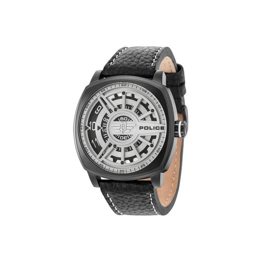 Police Black Leather Watch 1728,Black,Men,New with tags,Police,Watches for Men - Watches Police POR1451290002AC
