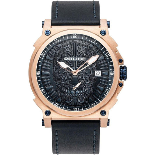 Police Black Leather Watch 1728,Black,Men,New with tags,Police,Watches for Men - Watches Police POPL15728JSR03AC