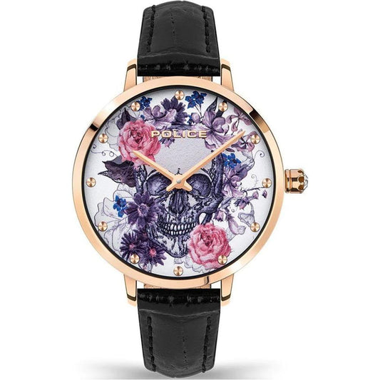 Police Black Leather Watch 1728,Black,New with tags,Police,Watches for Women - Watches,Women Police POPL16032MSR01AC