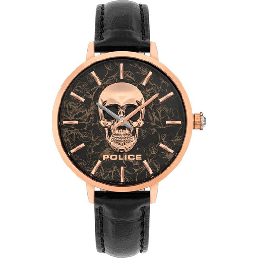 Police Black Leather Watch 1728,Black,New with tags,Police,Watches for Women - Watches,Women Police POPL16032MSR02AC