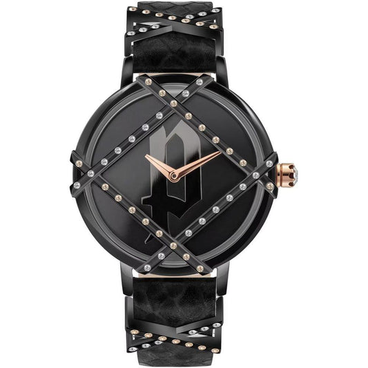 Police Black Leather Watch 1728,Black,New with tags,Police,Watches for Women - Watches,Women Police POPL16068BSB02AC