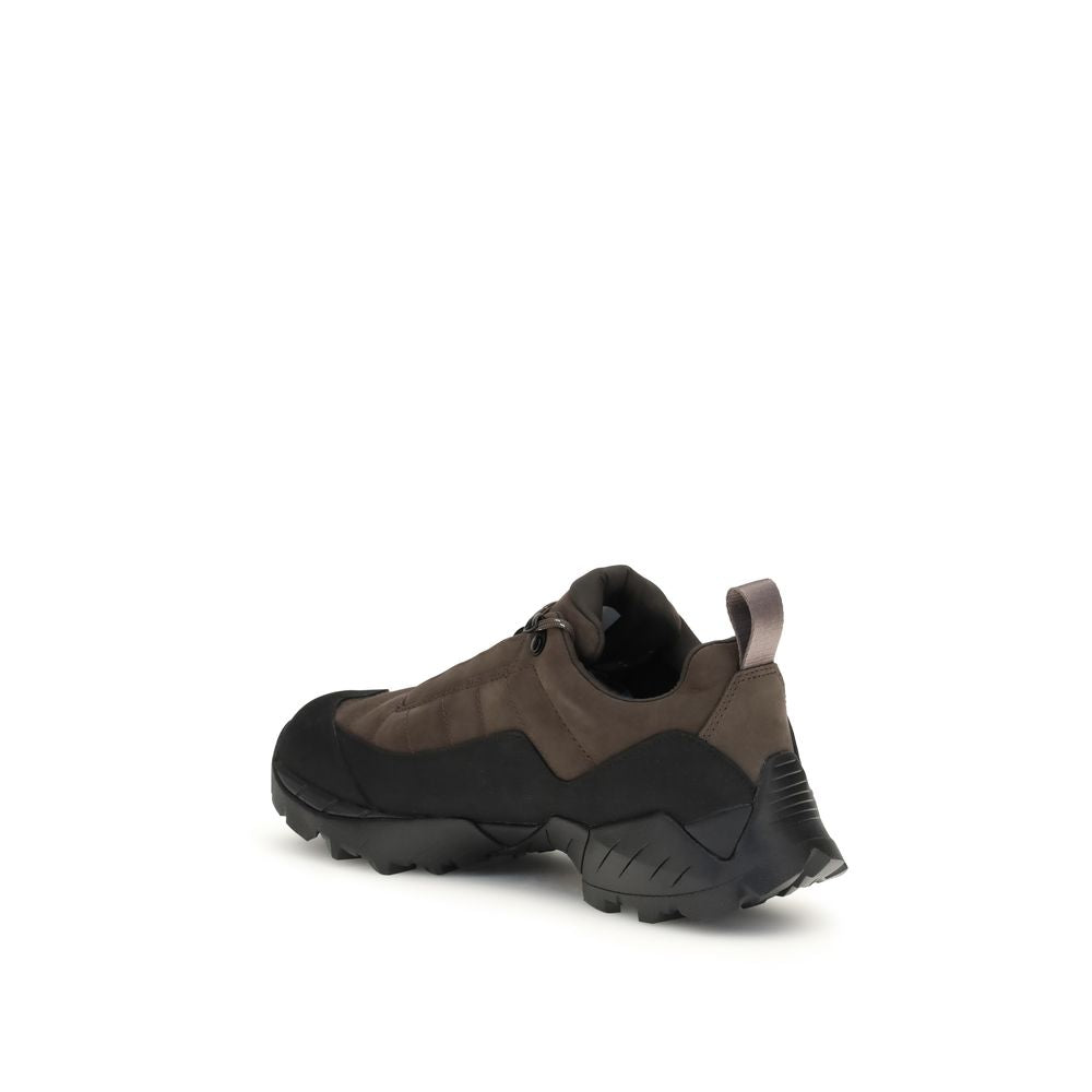 ROA Brown Calf Leather Bos Taurus Athletic Sneakers rear view, featuring durable nylon upper and Vibram Megagrip outsole.