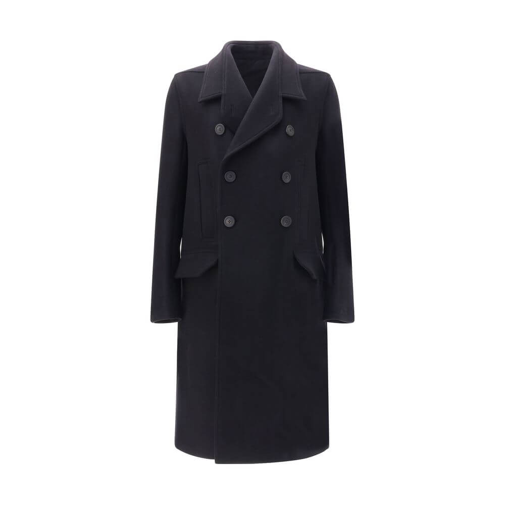 Rick Owens Black Fleece Wool Coat