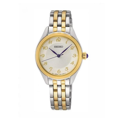 SEIKO WATCHES Mod. SUR380P1 featuring a two-tone stainless steel bracelet and gold accents.