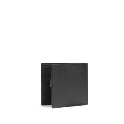 Saint Laurent Black Calf Leather Bos Taurus Wallet with bill fold design and card slots, ideal for a stylish, practical accessory.