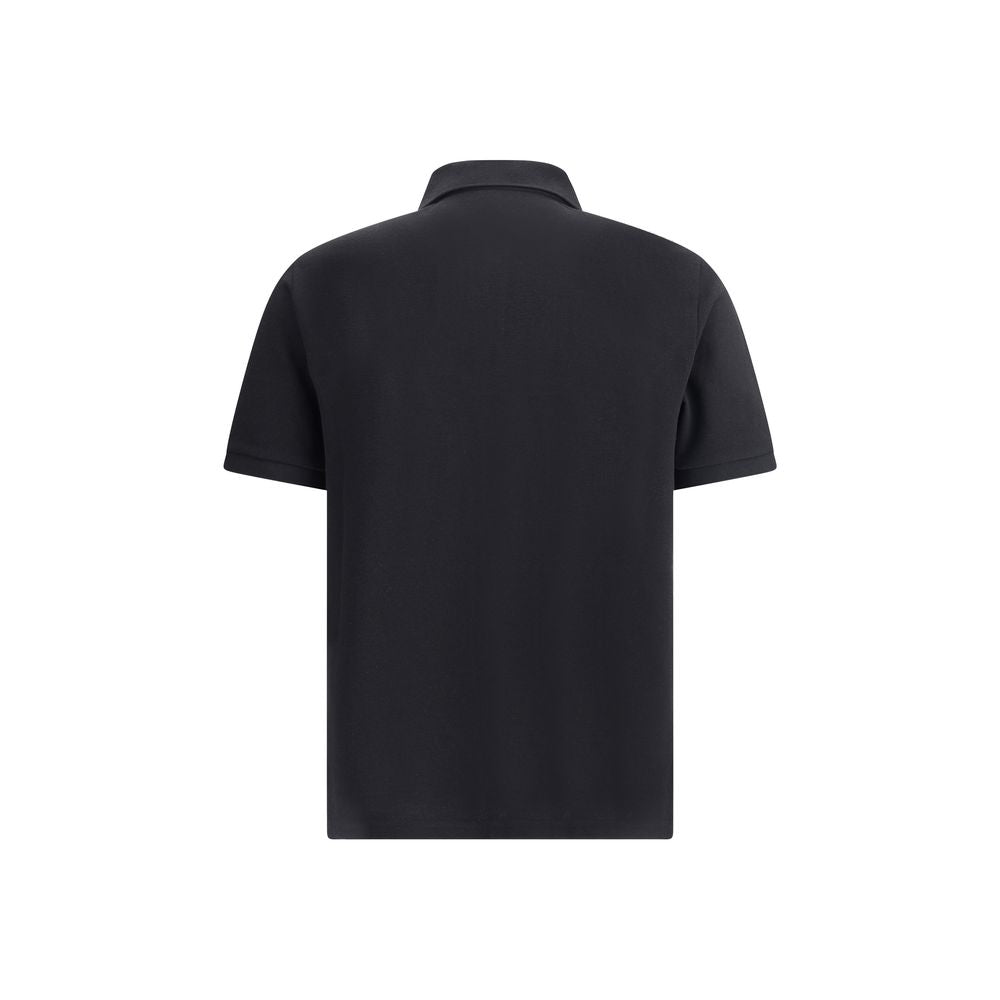 Saint Laurent Black Cotton Polo Shirt back view with classic fit and embroidered logo.