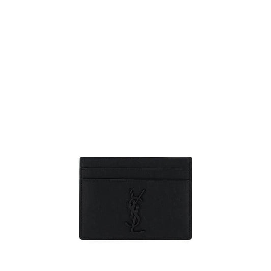 Saint Laurent Black Lamb Ovis Aries Aries Wallet with card slots and embossed logo, calfskin card holder for AW25 season.