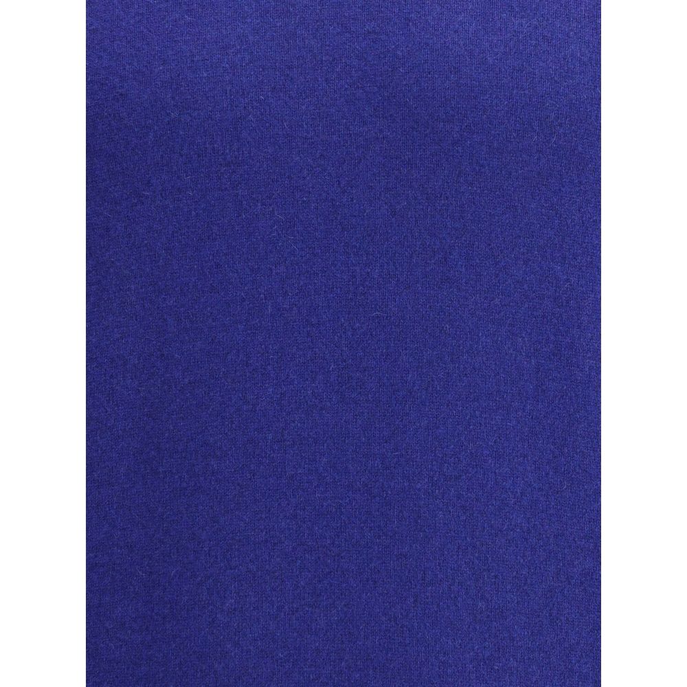 Saint Laurent Blue Cashmere Cashmere Sweater fabric detail showcasing rich blue color and texture for AW25 season.