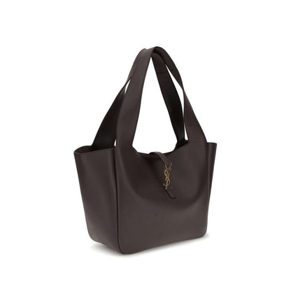 Saint Laurent Brown Lamb Ovis Aries Aries Shoulder Bag with leather tab and Cassandre detail